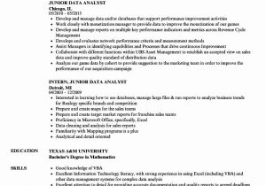 Data Analyst Entry Level Resume Sample Business Analyst Intern Resume Awesome Junior Data Analyst Resume …