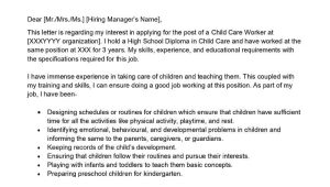 Day Care Resume Cover Letter Sample Child Care Worker Cover Letter Examples – Qwikresume