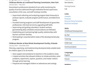 Daycare after School Counselor Resume Sample Childcare Worker Resume & Guide  20 Templates 2022