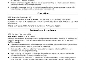 Degree In Progress On Resume Sample Entry-level Biochemist Resume Sample Monster.com