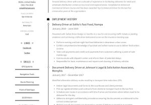 Delivery Driver Of Auto Parts Resume Sample Delivery Driver Resume & Writing Guide  12 Resume Examples 2022