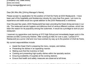 Demi Chef De Partie Resume Sample Chef De Partie Cover Letter Examples – Qwikresume