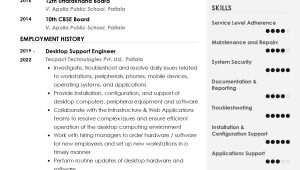 Desktop Support Engineer Fresher Resume Sample Sample Resume Of Desktop Support Engineer with Template & Writing …