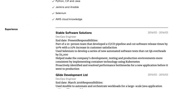 Devops Sample Resume for 3 Years Experience Devops Resume Samples All Experience Levels Resume.com …