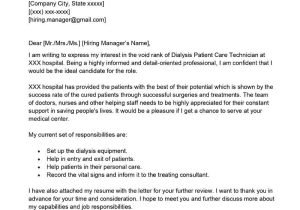 Dialysis Patient Care Tech Sample Resume Dialysis Patient Care Technician Cover Letter Examples – Qwikresume