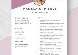 Dialysis Patient Care Tech Sample Resume Dialysis Technician Resume Template – Word, Apple Pages Template.net