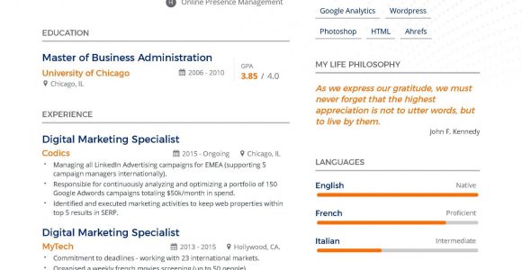 Digital Marketing Resume Sample for Freshers Digital Marketing Resume Example and Guide for 2019 Marketing …