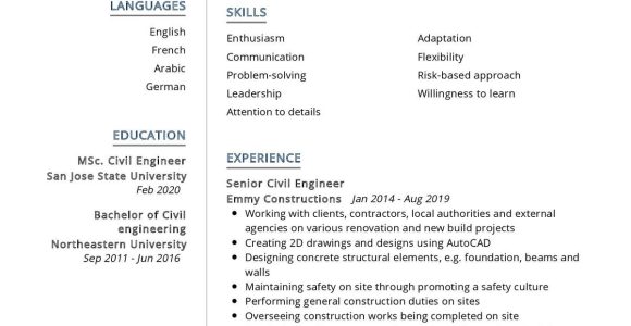 Diploma Civil Engineering Experience Resume Samples Senior Civil Engineer Resume Sample 2021 Writing Guide – Resumekraft