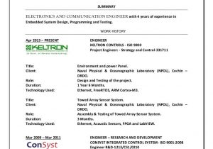 Electronics and Communication Engineering Resume Samples for Experience Electronics Engineer Resume