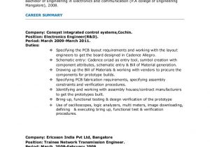 Electronics and Communication Engineering Resume Samples for Experience Resume Electronics Engineer 3years Experience
