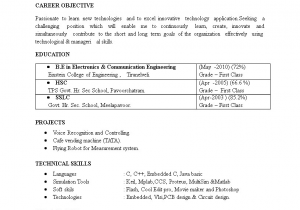 Electronics Engineer Resume Sample for Freshers Pdf Electronics Engineering Fresher Resume format