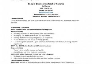 Electronics Engineer Resume Sample for Freshers Resume formats for Fresher Engineercareer Resume Template Career …