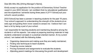 Elementary Teacher Resume Cover Letter Samples Elementary School Teacher Cover Letter Examples – Qwikresume