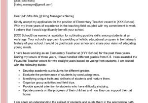Elementary Teacher Resume Cover Letter Samples Elementary Teacher Cover Letter Examples – Qwikresume