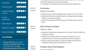 Elon Musk One Page Resume Sample Elon Musk One-page Resume: Real Example & Template