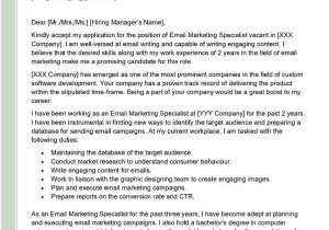 Email Cover Letter and Resume Sample to Recruiter Email Marketing Specialist Cover Letter Examples – Qwikresume