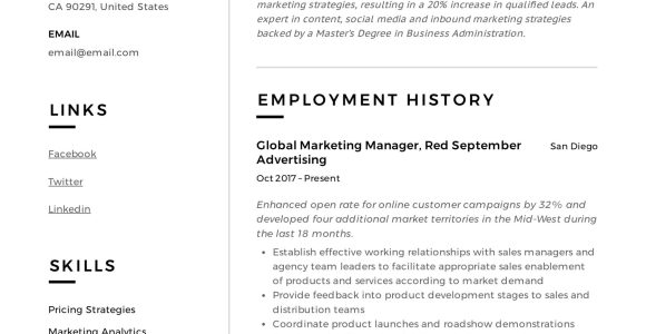 Email Marketing Sales Enablement Resume Sample Marketing Manager Resume   Writing Guide 12 Templates 2020