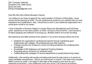 Email Resume to Hiring Manager Sample Director Of Recruiting Cover Letter Examples – Qwikresume
