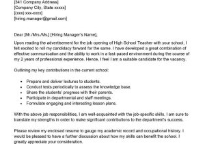 Email with Resume Enclosed Sample Teacher High School Teacher Cover Letter Examples – Qwikresume