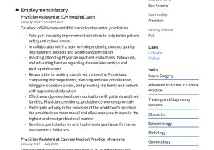 Emergency Medicine Physician assistant Sample Resume Physician assistant Resume & Tip Guide  20 Free Templates