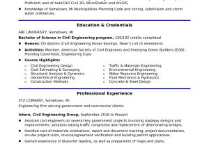 Engineering Resume Sample for Fresh Graduate Sample Resume for An Entry-level Civil Engineer Monster.com