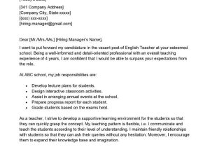 English Teacher Resume Cover Letter Sample English Teacher Cover Letter Examples – Qwikresume