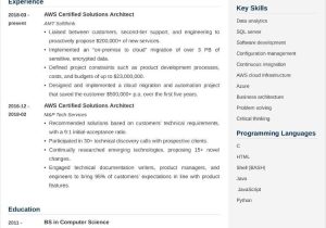 Enterprise Azure Cloud Architect Sample Resume Aws solutions Architect Resumeâexamples and Writing Tips