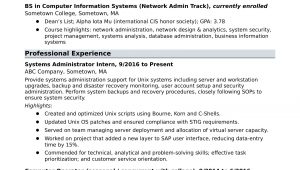Entry Level Business Administration Resume Sample Sample Resume for An Entry-level Systems Administrator Monster.com