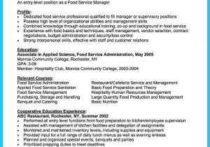 Entry Level Food Service Resume Sample 9 Professional Food Basic Resume Samples My Blog