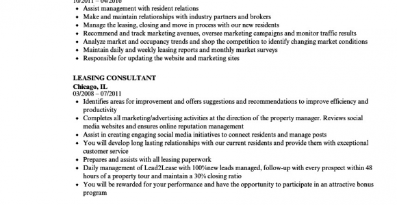 Entry Level Leasing Consultant Resume Sample Leasing Consultant Resume Samples
