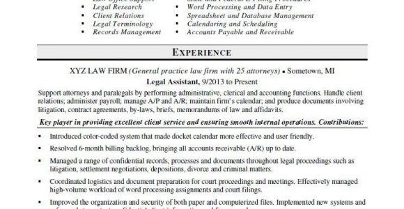 Entry Level Legal assistant Resume Samples Legal assistant Resume Sample