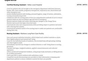 Entry Level Nursing assistant Resume Sample Nursing assistant Resume Samples