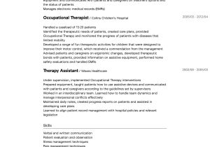 Entry Level Occupational therapist Resume Sample Occupational therapy Resume Samples All Experience Levels …