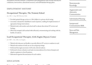 Entry Level Occupational therapy Resume Sample Occupational therapist Resume Examples & Writing Tips 2022 (free