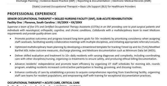 Entry Level Occupational therapy Resume Sample Occupational therapy Resume Sample Monster.com
