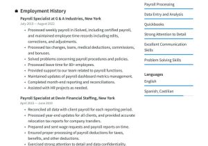 Entry Level Payroll Clerk Resume Sample Payroll Specialist Resume Examples & Writing Tips 2022 (free Guide)