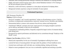Entry Level Personal Carer Resume Sample Nursing assistant Resume Sample Monster.com