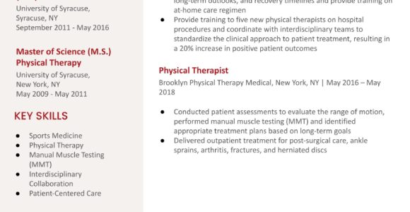 Entry Level Physical therapy Resume Sample Physical therapist Resume Examples In 2022 – Resumebuilder.com