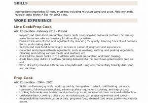 Entry Level Prep Cook Resume Sample Prep Cook Resume Samples