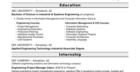 Entry Level Project Engineer Resume Sample Entry-level Project Manager Resume for Engineers Monster.com