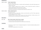 Entry Level Public Health Resume Sample Public Health Resume Sample [ Objective & Skills]
