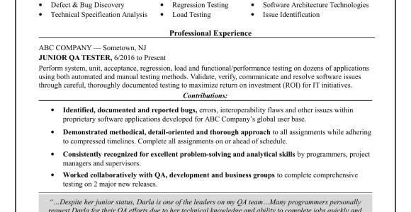 Entry Level Qa Analyst Resume Sample Entry-level software Tester Resume Monster.com