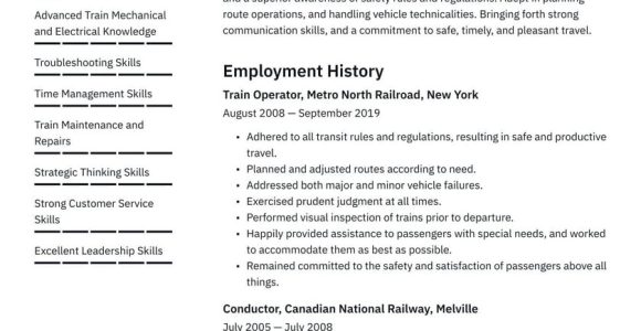 Entry Level Railroad Technician Resume Samples Train Operator Resume Examples & Writing Tips 2022 (free Guide)