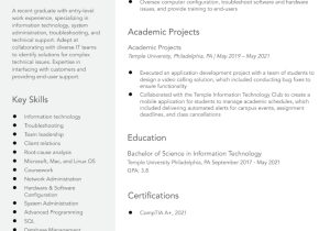 Entry Level Resume Sample for College Student Entry-level Information Technology Resume Examples In 2022 …