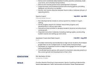 Entry Level Resume Samples for Junior Coach Sample Resume Of Sports Coach with Template & Writing Guide …