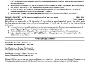 Entry Level Resume Samples In Semiconductor Industry In Usa Manufacturing Engineering Resume