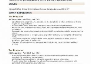 Entry Level Tax Preparer Resume Sample Tax Preparer Resume Samples