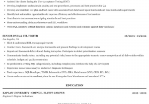 Etl Testing Sample Resume for Experienced Etl Tester Resume In 2020