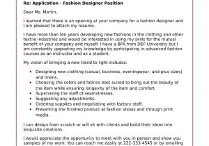 Fashion Designer Resume Cover Letter Sample Fashion Cover Letter Sample