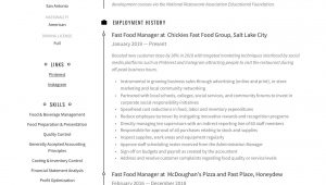 Fast Food Restaurant Manager Resume Sample Fast Food Manager Resume & Writing Guide  12 Examples 2020